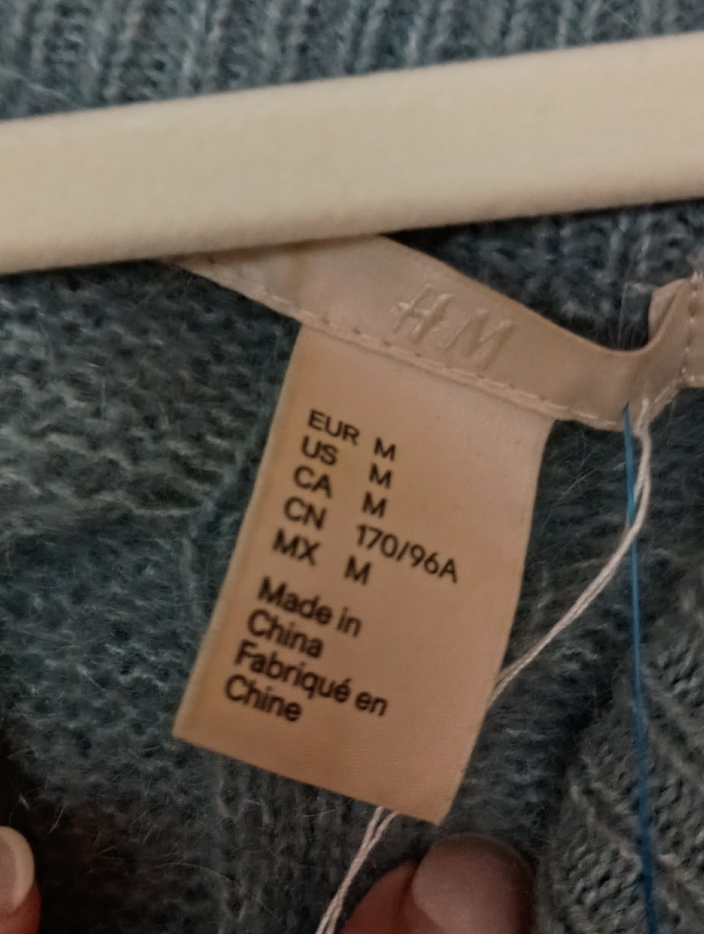 New No Tag.H&M Light Blue Cable Knit Mohair Blend Crewneck Sweater - Picture 6 of 9